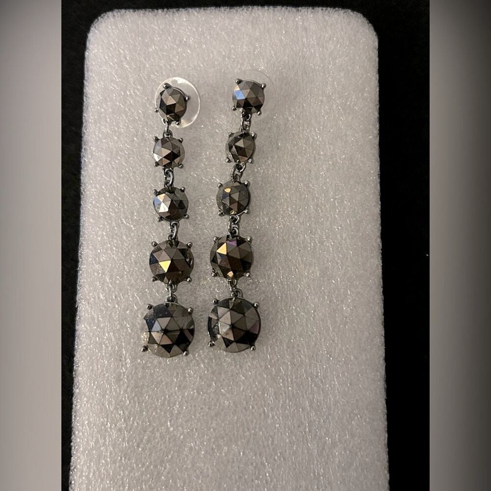 Black cascade stud earrings